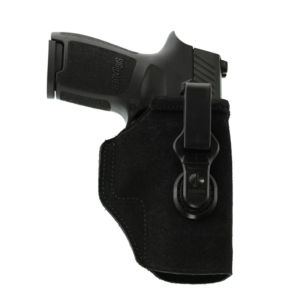Sig Sauer handgun in Galco Tuck-N-Go 2.0 inside the pant holster, featuring a secure clip and sleek design.